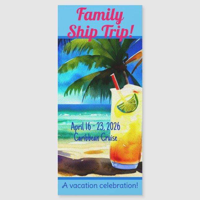 Cruise Door Room Tropical Theme Magnetic Invitatio Magnetic Invitation (Front)