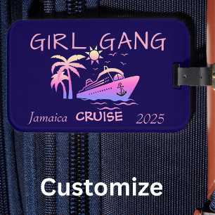  Cruise GIRL GANG  Tropical Blue/Pink PERSONALIZE Luggage Tag