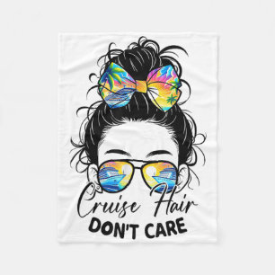 Cruise Hair Don't Care Messy Bun Ship Cruising Tri Fleece Blanket