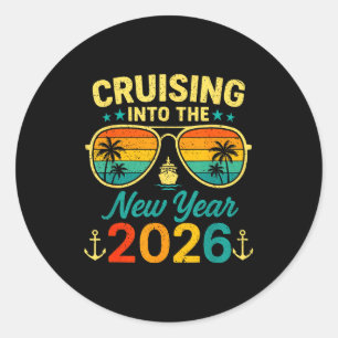 Cruise Into New Year 2026 Bringing New Year Togeth Classic Round Sticker