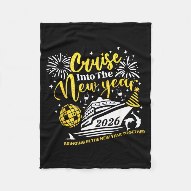 Cruise Into The New Year Funny 2026 Cruise Ship Wo Fleece Blanket (Front)