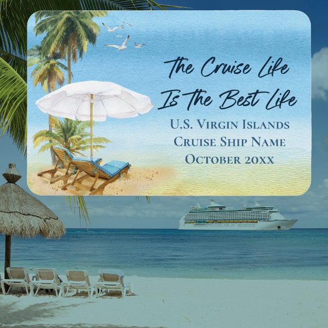 Cruise Islands Cabin Stateroom Door Marker Magnet (Custom Cruise Ship Magnets for your cabin door or refrigerator at home. Island tropical theme name)