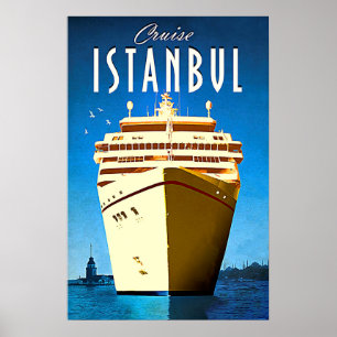 Cruise Istanbul, Mediterranean sea, Turkey,vintage Poster