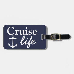 Cruise Life White Anchor & Name Luggage Tag