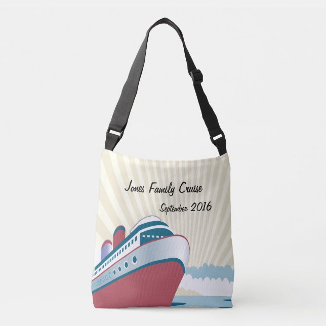 Cruise memento with vintage ship crossbody bag (Front)