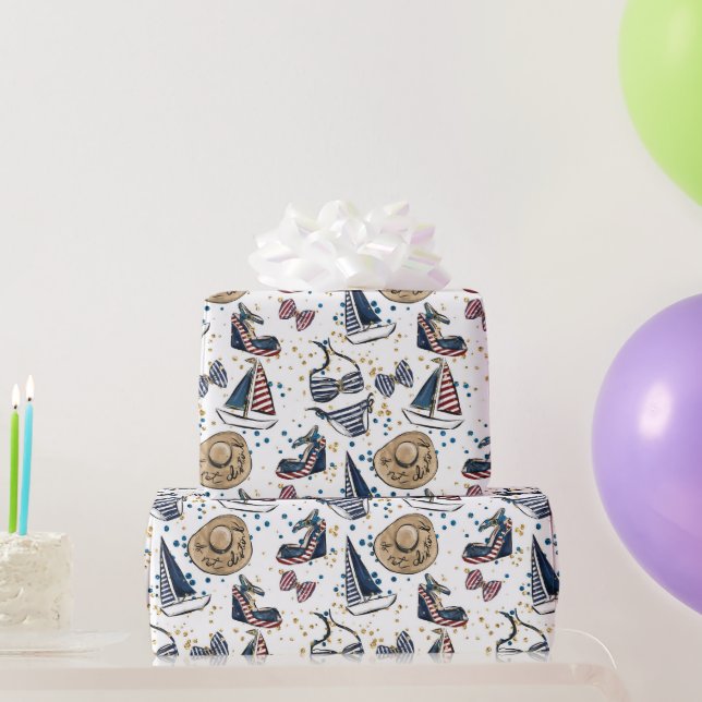 Cruise Nautical Patriotic Pattern  Wrapping Paper (Party Gifts)