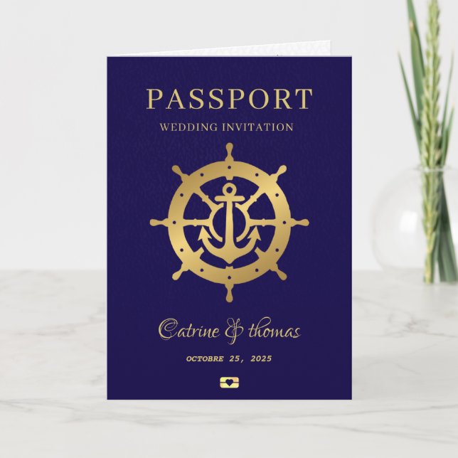Cruise Passport Wedding Invitation (Front)