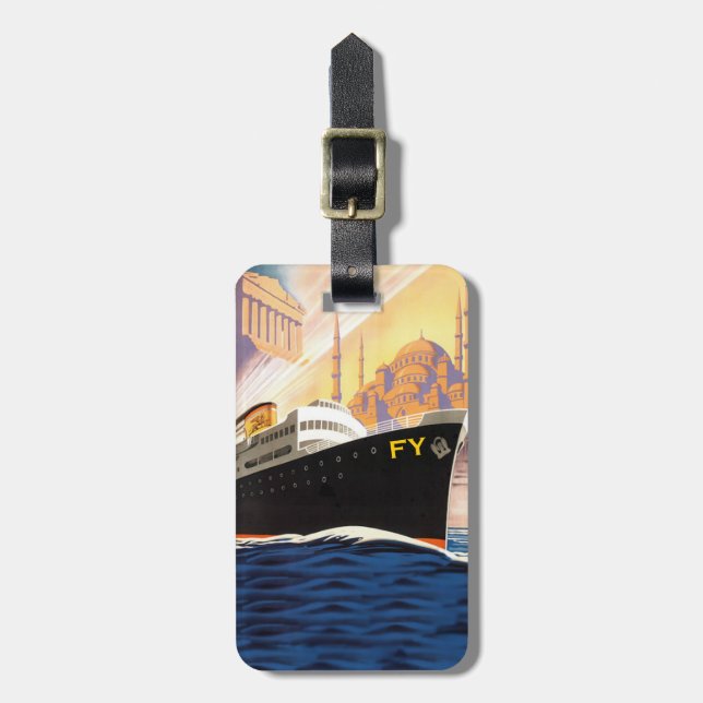 Cruise Ship and Anchor Luggage Tag (Front Vertical)
