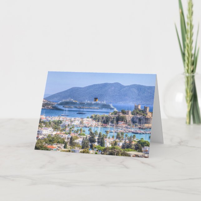 Cruise Ship And Bodrum Castle Card (Front)