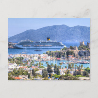 Cruise Ship And Bodrum Castle Holiday Postcard