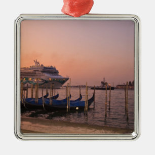 Cruise Ship and Gondolas near Grand Canal, Italy Metal Tree Decoration