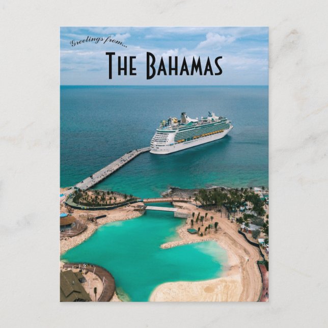 Cruise Ship at Coco Cay The Bahamas Postcard (Front)