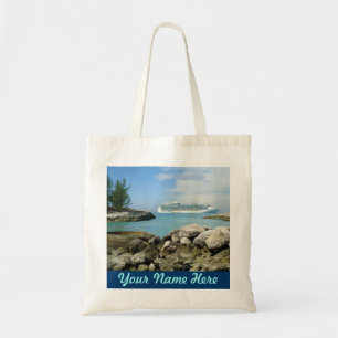 Cruise Ship at CocoCay Personalised Name Tote Bag