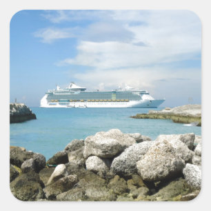 Cruise Ship at CocoCay Square Sticker