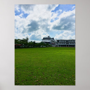 Cruise Ship at Singapore Harbour with Terminal Poster
