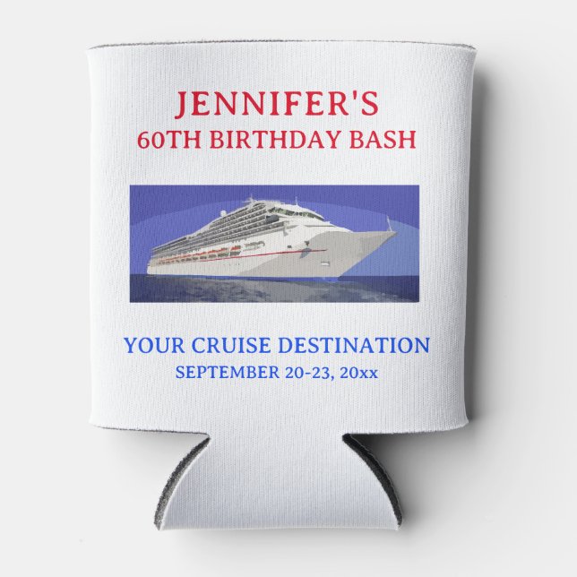 Cruise Ship Birthday Vacation Trip Travel Favour Can Cooler (Front)