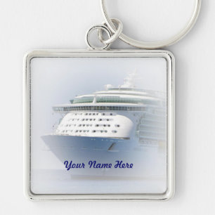Cruise Ship Cameo with Name Key Ring