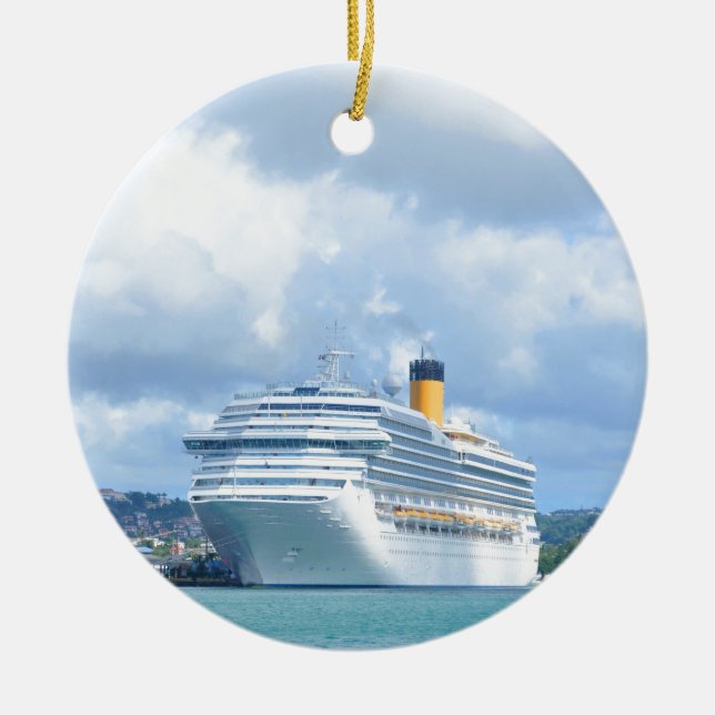 Cruise ship ceramic tree decoration (Front)