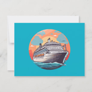 Cruise ship colorful  postcard