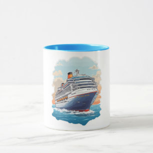Cruise ship colourful mug