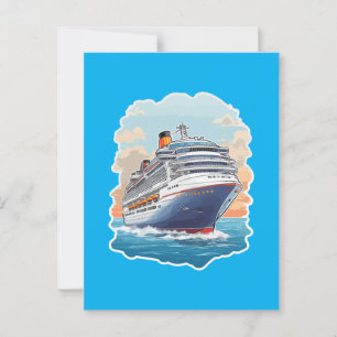 Cruise ship colourful postcard