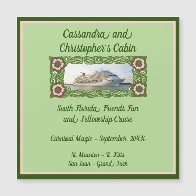 Cruise Ship Floral Frame Stateroom Door Marker 2 (Front)