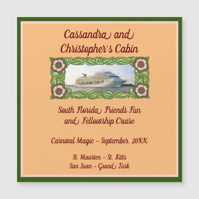 Cruise Ship Floral Frame Stateroom Door Marker 3 (Front)