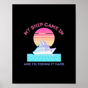 Cruise Ship Funny Vacation Travel Party Humor Beac Poster