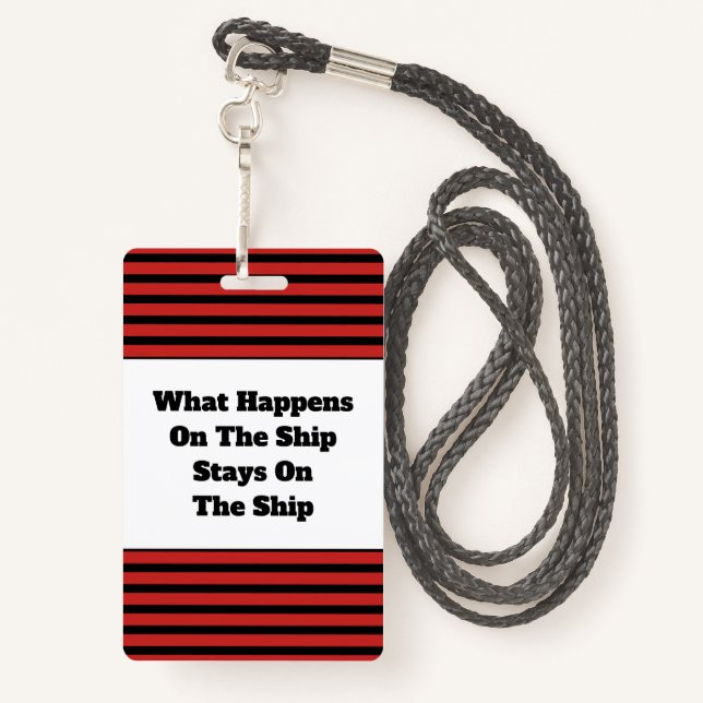 Cruise Ship Humour Vacation Cabin Key Lanyard ID Badge (Back with Lanyard)
