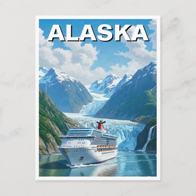 Cruise ship in Alaska Travel Postcard (Front)