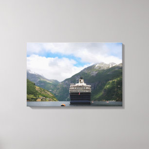 Cruise ship in Geirangerfjord canvas print