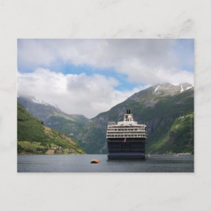 Cruise ship in Geirangerfjord postcard