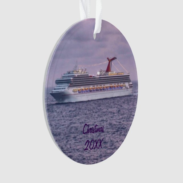 Cruise Ship in Purple Dated Ornament (Front)