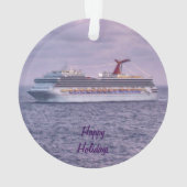 Cruise Ship in Purple Dated Ornament (Back)