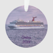 Cruise Ship in Purple Dated Ornament (Front)