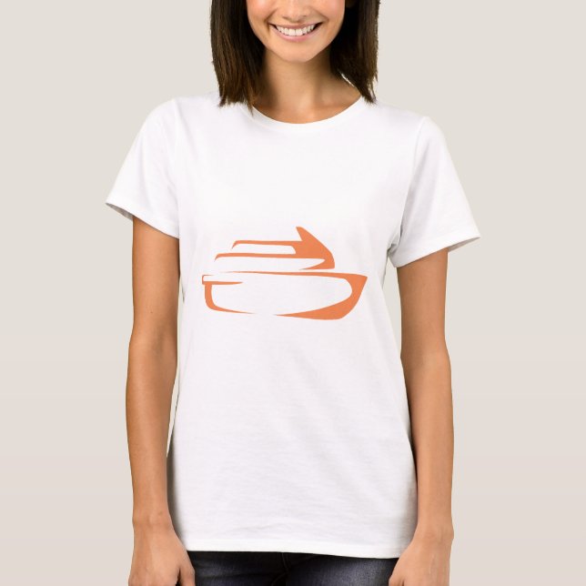 Cruise Ship in Swish Drawing Style T-Shirt (Front)