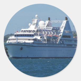 Cruise Ship Leaving Mahon Classic Round Sticker
