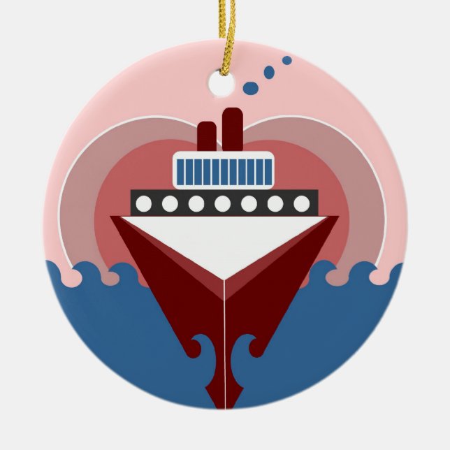 Cruise Ship Love Double Sided Round Ornament (Front)