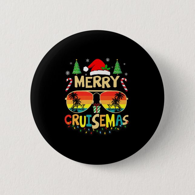 Cruise Ship Merry Christmas Lights Cruising Vacati 6 Cm Round Badge (Front)