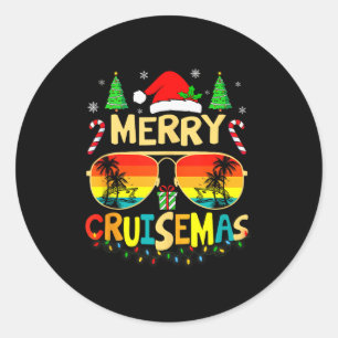Cruise Ship Merry Christmas Lights Cruising Vacati Classic Round Sticker
