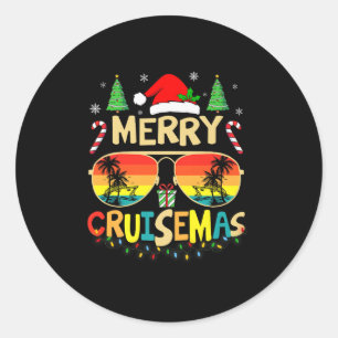 Cruise Ship Merry Christmas Lights Cruising Vacati Classic Round Sticker