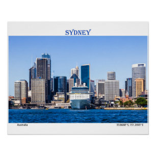 Cruise ship moored in Sydney Harbour Poster