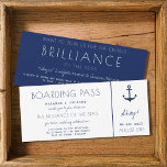 Cruise Ship Nautical Boarding Pass Wedding Invitation<br><div class="desc">Simple navy blue and white nautical anchor design boarding pass wedding ticket invitations, perfect for your cruise ship wedding. Customize with names of the bride and groom, name of the cruise ship, chapel and port and your wedding date. The reverse side of card has room for you to include details...</div>