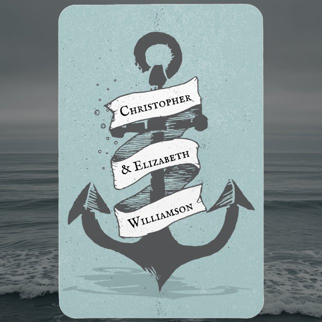 Cruise Ship Nautical Monogram Stateroom Door Magnet (Nautical Ship Anchor - Cruise Ship Door Decor. Monogrammed with names. )