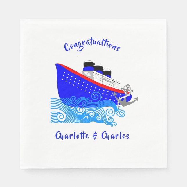Cruise Ship Nautical Personalised Napkin (Front)