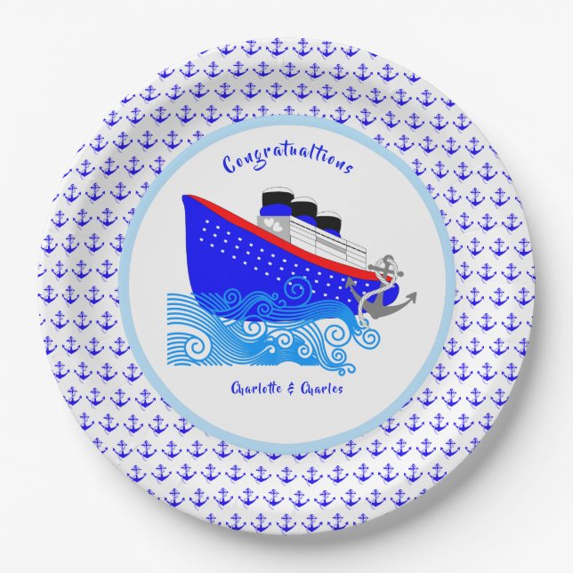 Cruise Ship Nautical Personalised Paper Plate (Front)