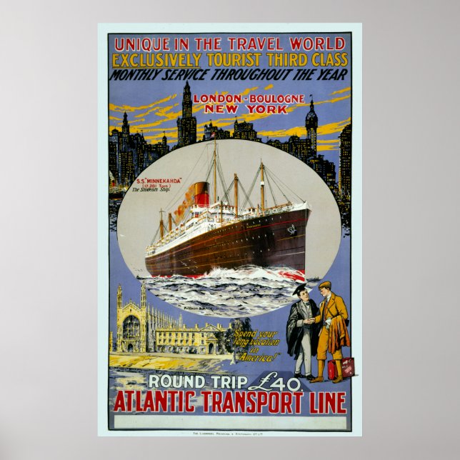 Cruise Ship, New York Skyline & A London Street Poster (Front)