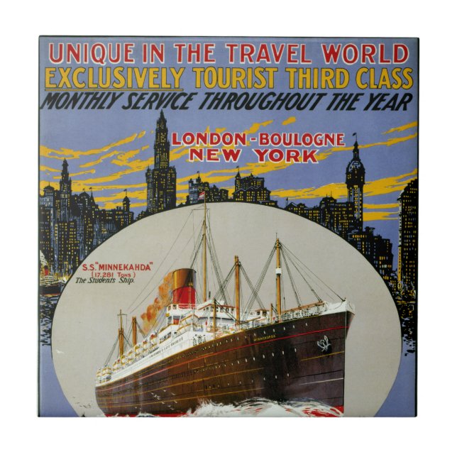 Cruise Ship, New York Skyline & A London Street Tile (Front)