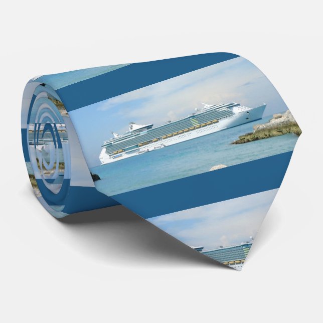 Cruise Ship Off CocoCay Stripe Tie (Rolled)