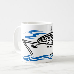 Cruise Ship on Ocean Waves Nautical Travel Coffee Mug